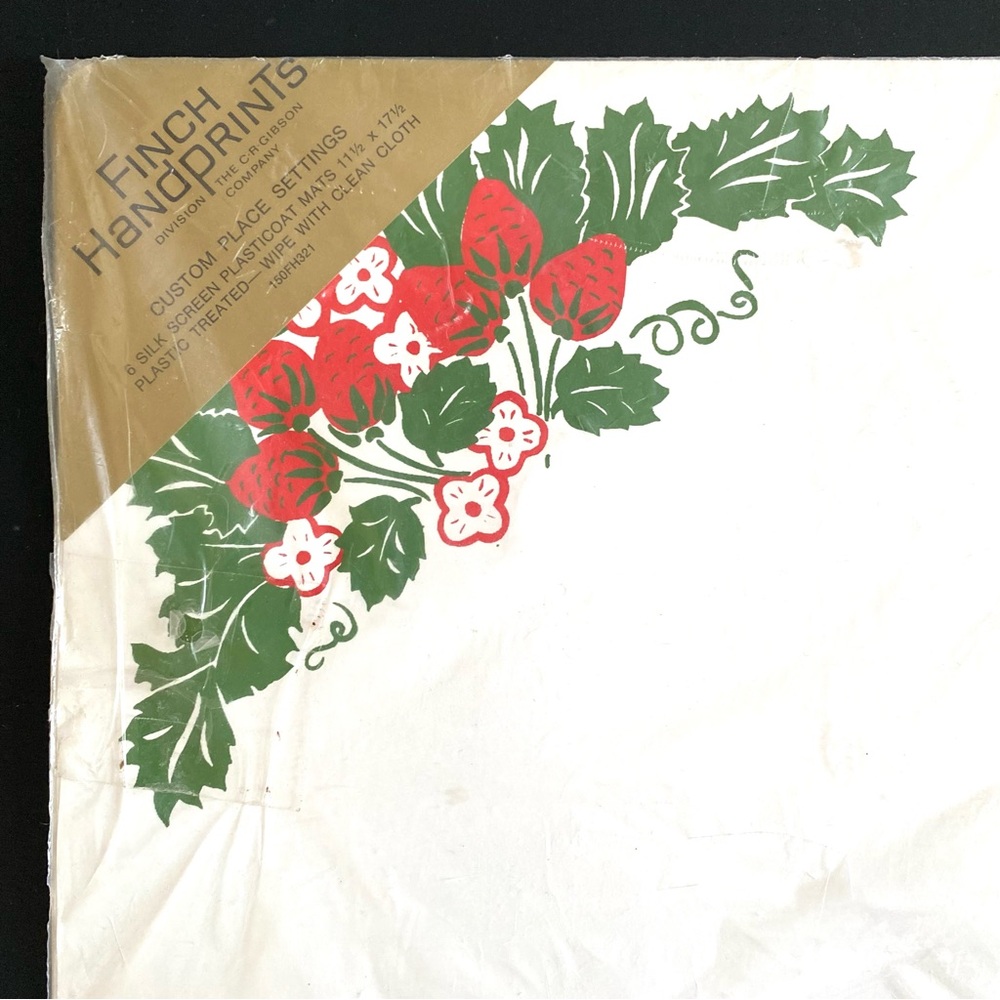 New Cottagecore Strawberry Blossom Vintage Placemats Set of 6